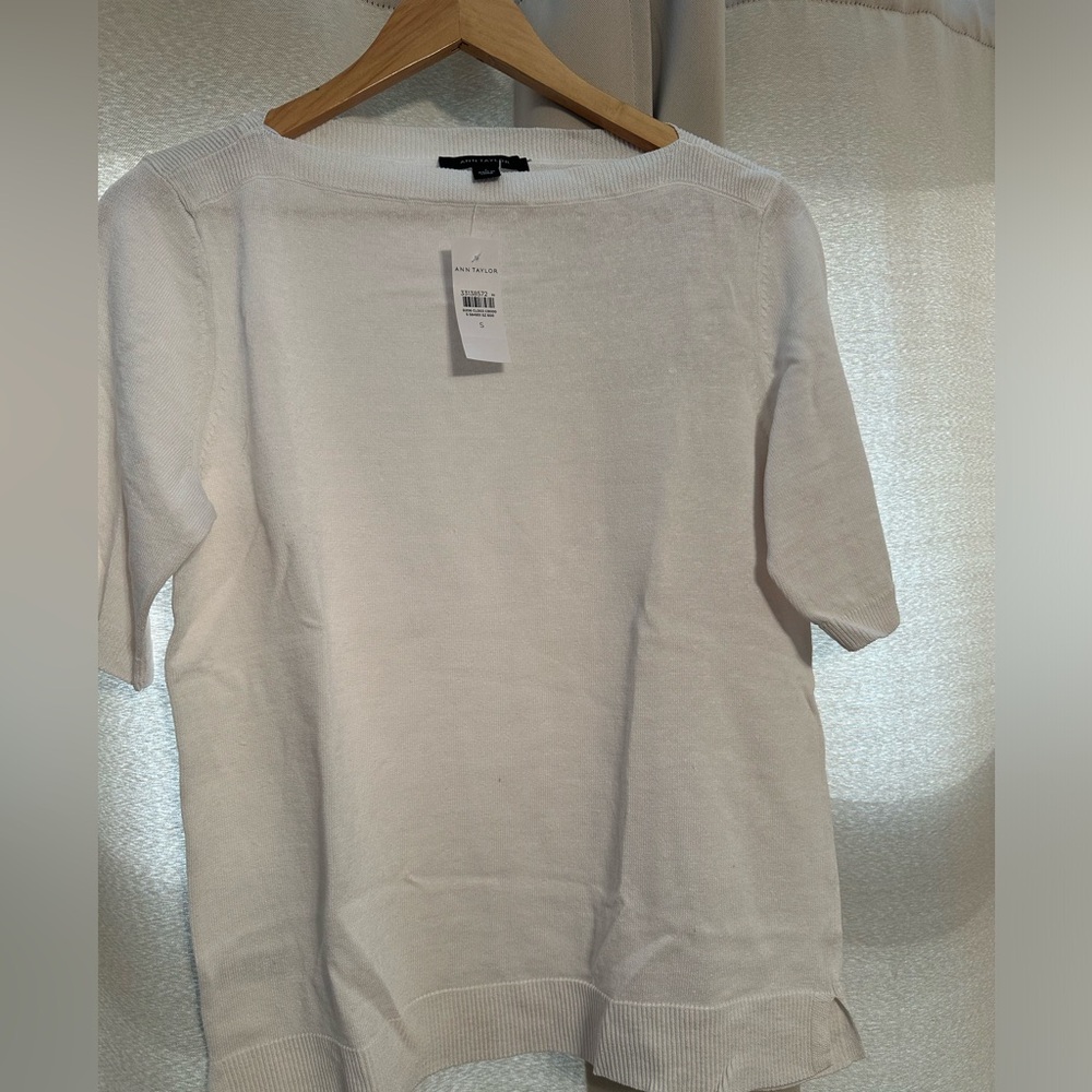 Ann Taylor White Crew Neck Sweater